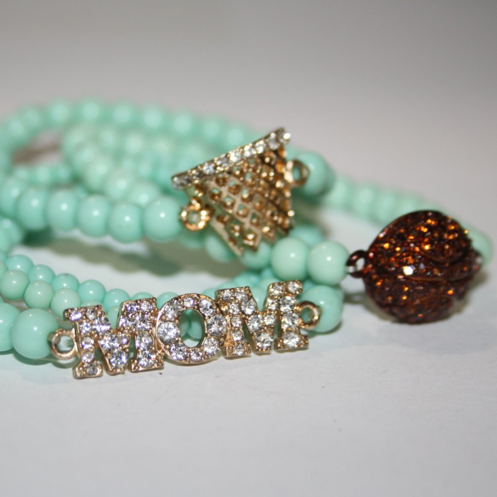 Beautiful Teal And Gold Basketball Mom Bracelet Set